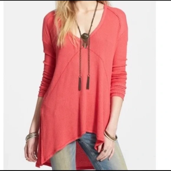 Free People NWOT Sunset Park Drippy Thermal Tunic Top - Picture 1 of 5